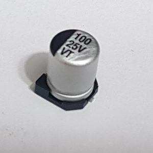 خازن آلومنیومی smd سایز 100uF , 25V – 6.3*7.7